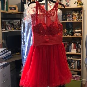 Red dress suited for show dancing